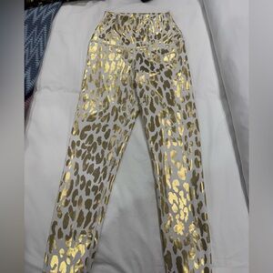 Carbon38 Gold Leopard Women Skinny Jeans